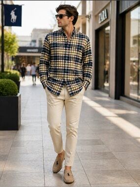 Ralph Lauren Plaid Shirt Classic Fit Button Down Men Large Cotton.